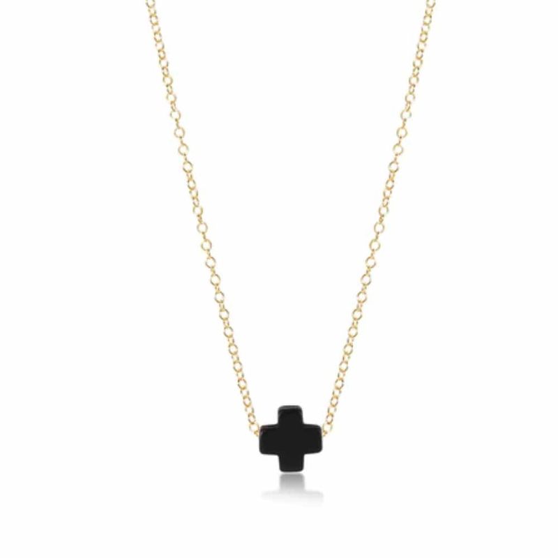 16&quot; Necklace Gold - Signature Cross Onyx