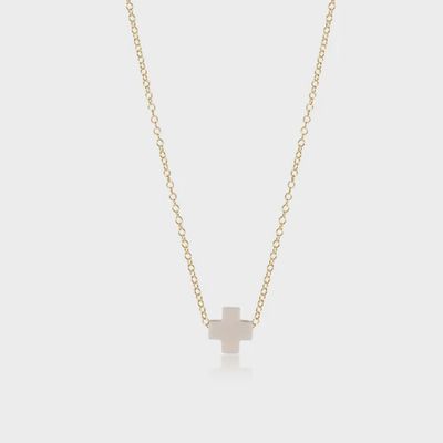 16" Necklace Gold - Signature Cross Off White