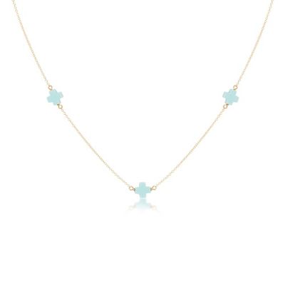 17" Choker Simplicity Chain Gold - Signature Cross Turquoise