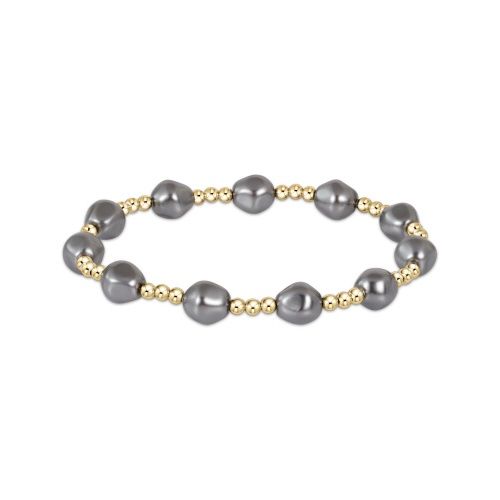 Admire Gold 3mm Bead Bracelet - Pearl - Dark Gray