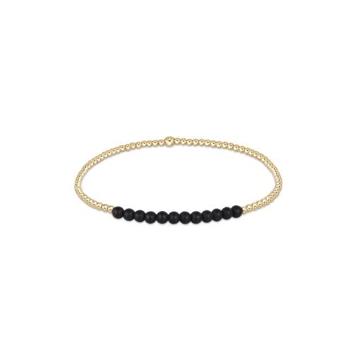 Gold Bliss 2mm Bead Bracelet - Matte Onyx