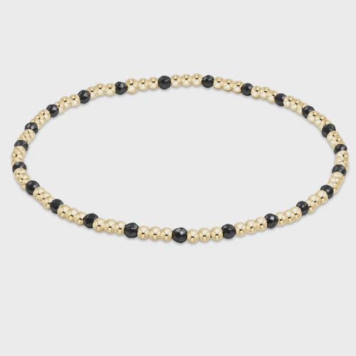Gemstone Gold Sincerity Pattern 2mm Bead Bracelet - Faceted Hematite