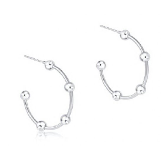 Beaded Simplicity 1&quot; Sterling Post Hoop - 4mm Sterling