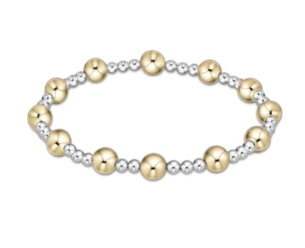 Extends - Classic Sincerity Pattern 6mm Bead Bracelet - Mixed Metal