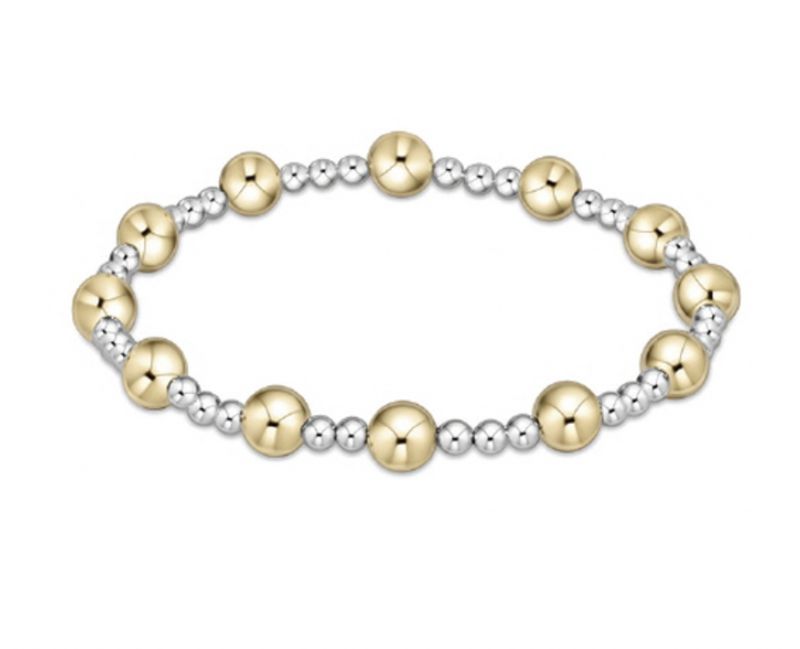 Extends - Classic Sincerity Pattern 6mm Bead Bracelet - Mixed Metal