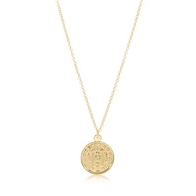 ENEWTON Blessing gold disc necklace, 16 inches, displayed on neutral background in studio lighting
