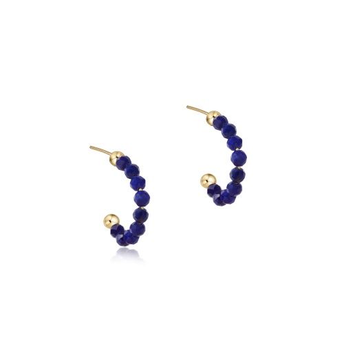 Beaded Gemstone 1&quot; Post Hoop - 3mm Lapis