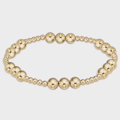 eNewton Joy Pattern beaded bracelet in 14kt gold-filled metal with small round beads arranged in a repeating pattern, sized 6.75 inches