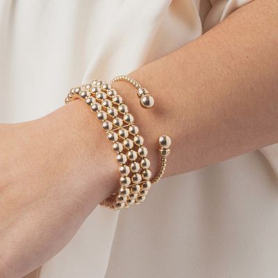 Classic Gold 3mm Bead Cuff - Gold