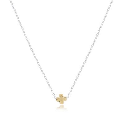 16" Necklace Mixed Metal - Signature Cross Small Gold