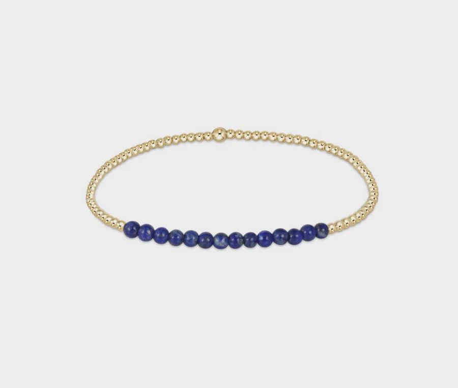 Gold Bliss 2mm Bead Bracelet - Lapis