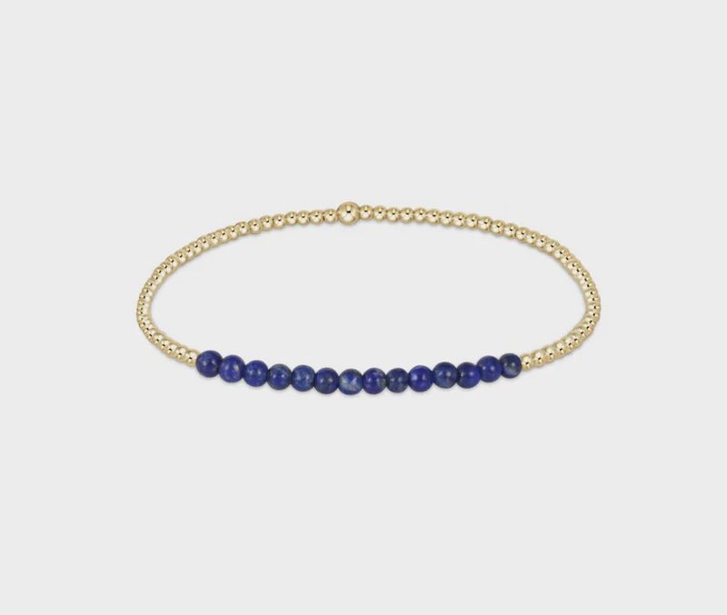 Gold Bliss 2mm Bead Bracelet - Lapis