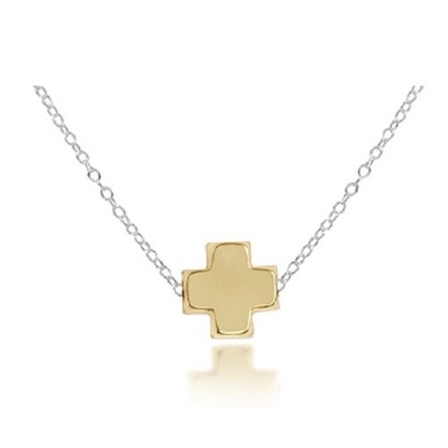 16&quot; Necklace Sterling Mixed Metal - Signature Cross Gold