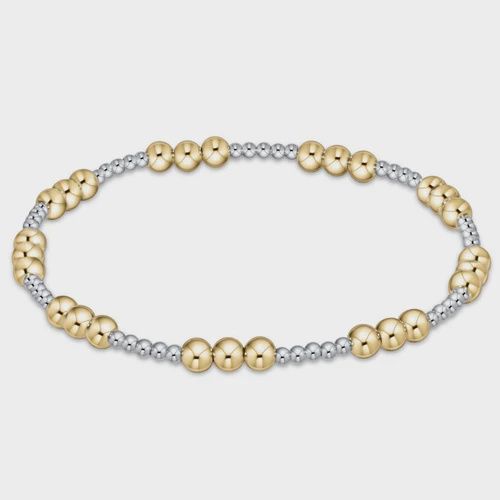 Extends - Classic Joy Pattern 4mm Bead Bracelet - Mixed Metal