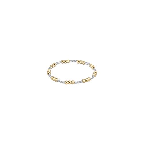 Classic Joy Pattern 4mm Bead Bracelet - Mixed Metal