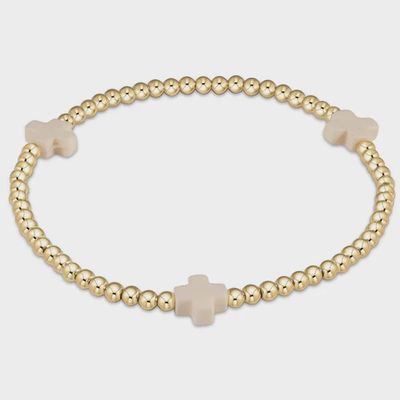 Extends Signature Cross 3mm Gold Bracelet - Off-White