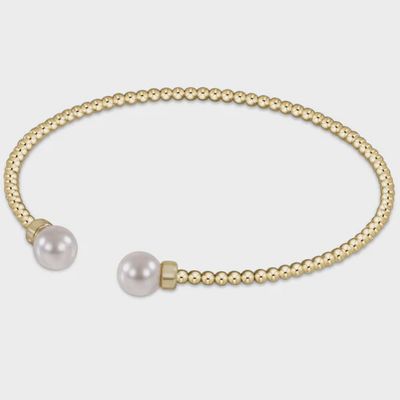 Classic Gold 2mm Bead Cuff - Pearl