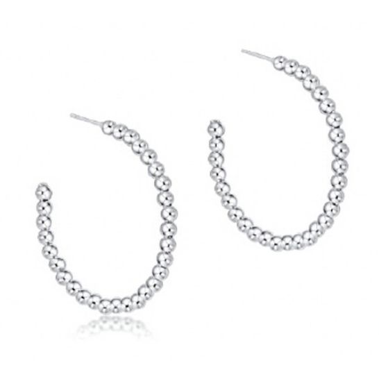 Beaded Classic 1.25&quot; Post Hoop - 3mm Sterling