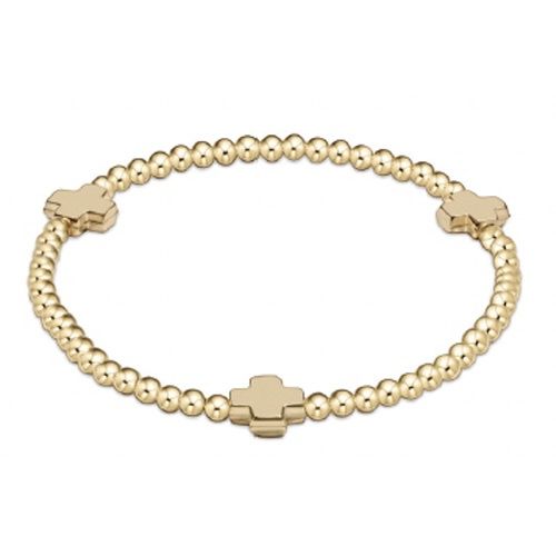 Extends - Signature Cross Gold Pattern 3mm Bead Bracelet - Gold