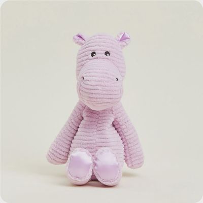 Warmies My First Hippo plush toy in lavender with embroidered face details, shown against a neutral background