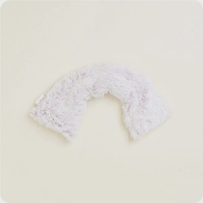Warmies lavender neck wrap displayed against a white background, showing the purple fabric with heat therapy design for neck support