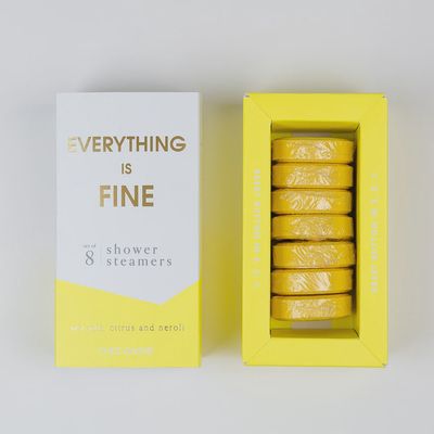 Set of 8 sea salt citrus neroli shower steamers from Chez Gagne displayed on a white background