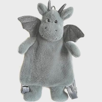 Mon Ami Dax Dragon plush kids backpack with adjustable straps, displayed front-facing on white background