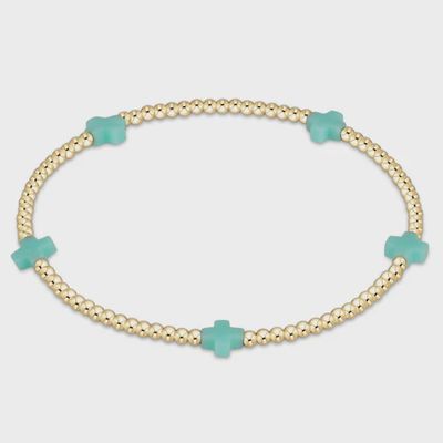 Signature Cross Small 2mm Gold Bracelet - Mint
