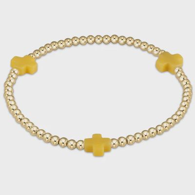 Signature Cross 3mm Gold Bracelet - Canary