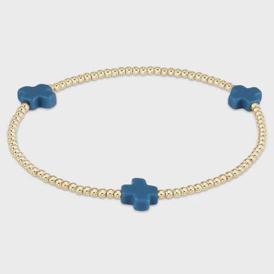 Signature Cross 2mm Gold Bracelet - Charcoal