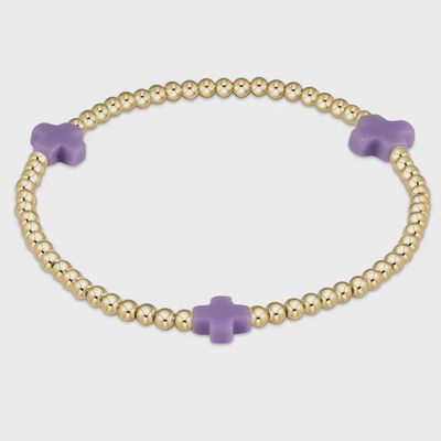 Signature Cross 3mm Gold Bracelet - Purple
