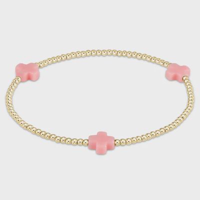 Signature Cross 2mm Gold Bracelet - Pink