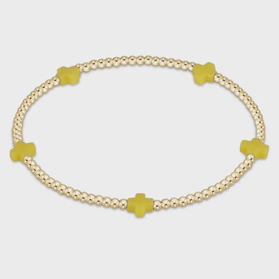 Signature Cross Small 2mm Gold Bracelet - Canary