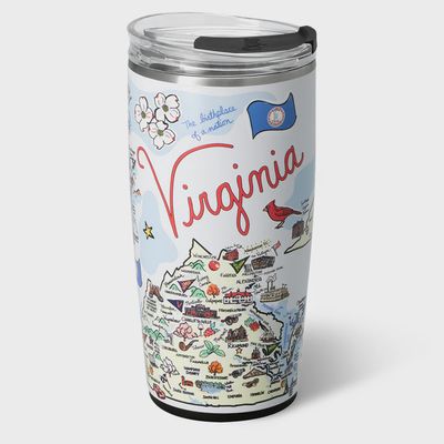 Swig Life Virginia 22oz insulated tumbler in studio setting, showing cup holder-friendly design and thermal construction