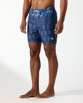 Naples Pina Collage 6-Inch Swim Trunks - Island Navy