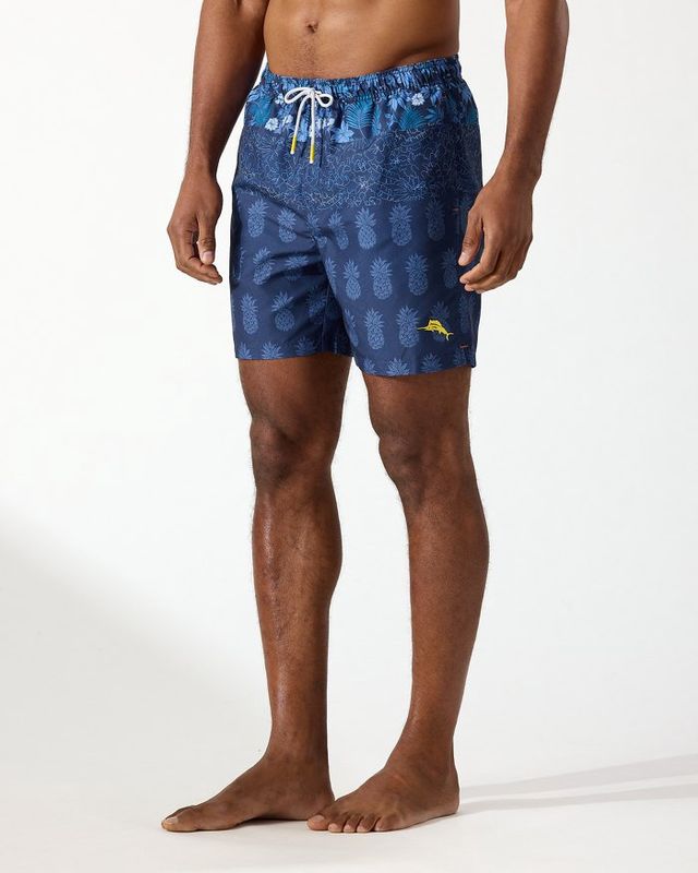 Naples Pina Collage 6-Inch Swim Trunks - Island Navy