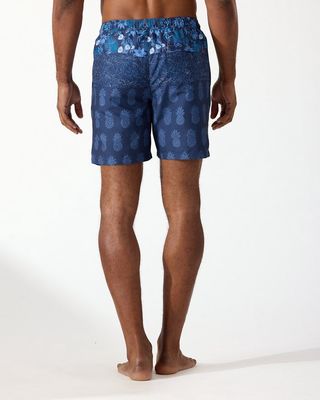 Naples Pina Collage 6-Inch Swim Trunks - Island Navy