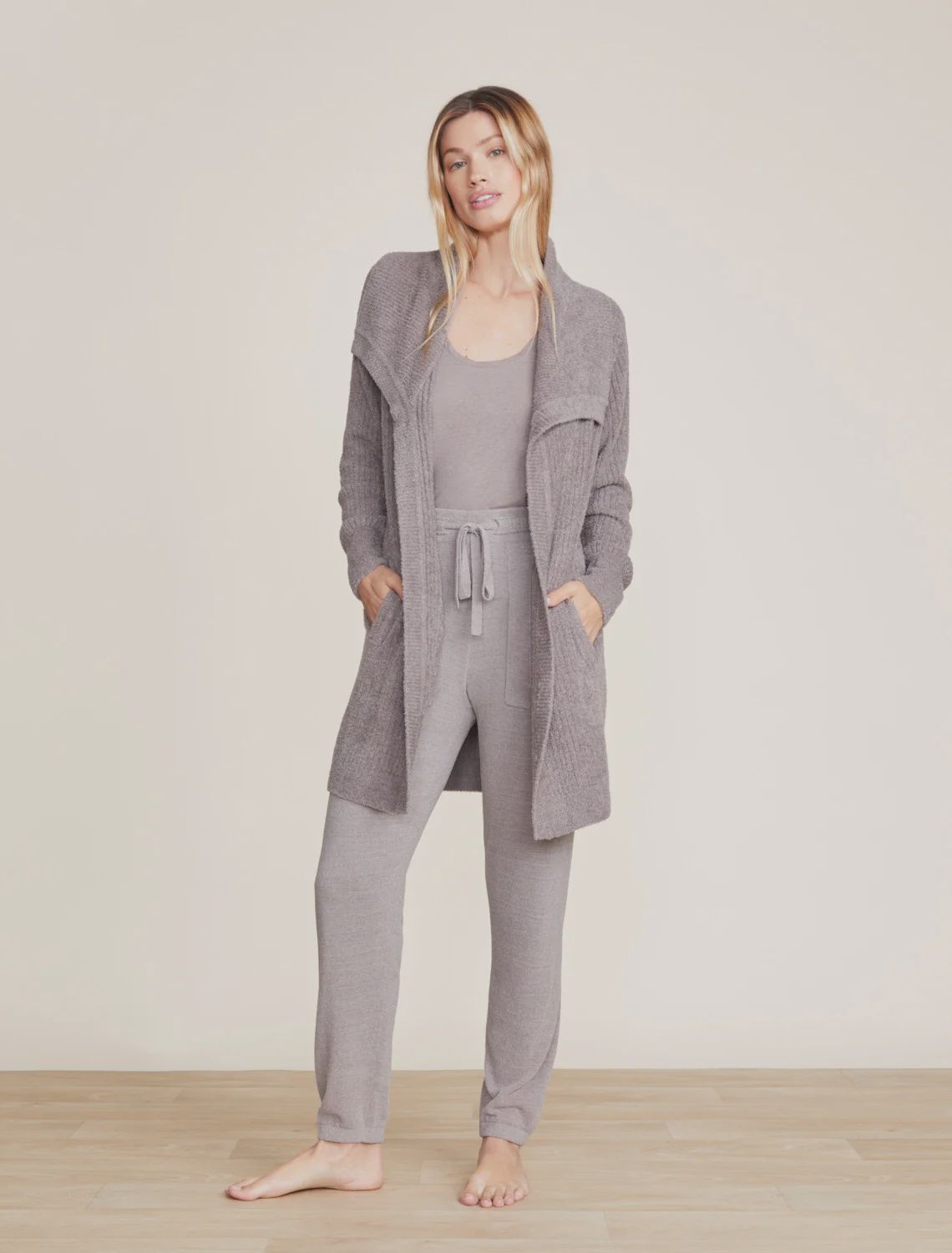CozyChic Lite® Ribbed Drape Cardigan - Beach Rock