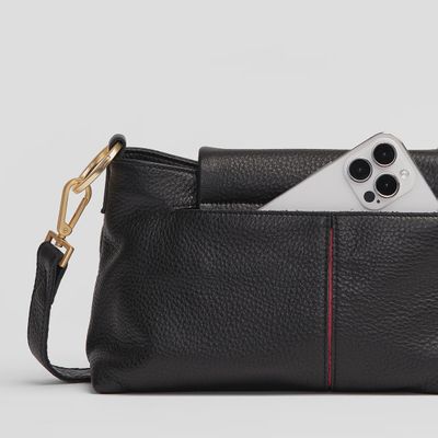 VIP Satchel  Black/Brushed Gold Red Zip