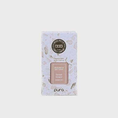 Bridgewater Pura Smart Diffuser refill vial in Sweet Grace fragrance displayed in a home setting