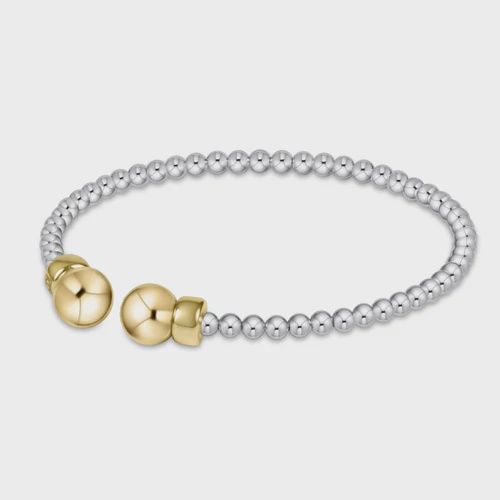 Classic Mixed Metal 3mm Bead Cuff - Gold