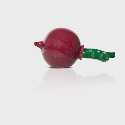 Nora Fleming radish mini decorative accent in red and white ceramic, displayed on a neutral background for catalog presentation
