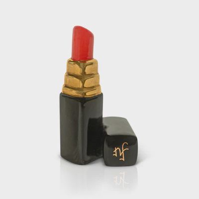 Nora Fleming Hello Gorgeous Lipstick Decorative Mini in coral shade, isolated studio shot with white background