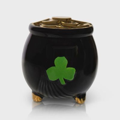 Nora Fleming Get Lucky mini pot of gold St. Patrick's Day decor piece isolated on white background
