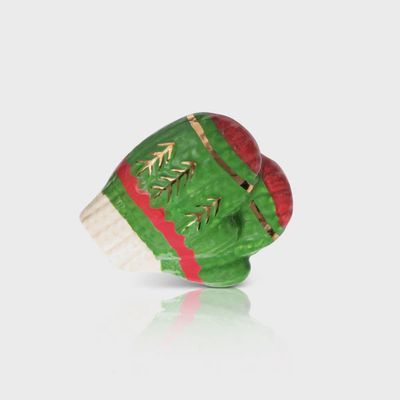 Nora Fleming Smitten Mittens mini winter decorative accent in red and white on neutral background