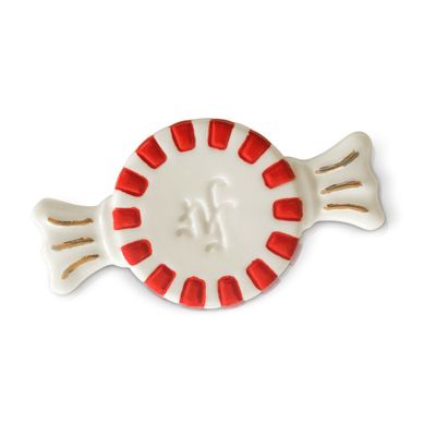 Nora Fleming Peppermint Dreams holiday mini on white background, featuring festive peppermint candy design with red and white striped pattern