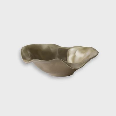 Beatriz Ball small oval bowl in champagne gold finish, displayed against a neutral background in studio lighting