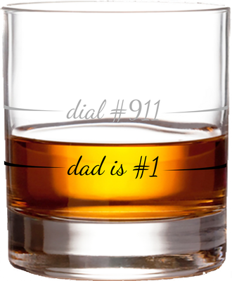 Clear rocks glass with etched whiskey pour measurement lines, displayed on white background in studio lighting