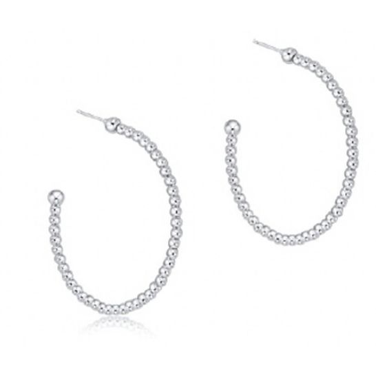 Beaded Classic 1.25&quot; Post Hoop - 2mm Sterling