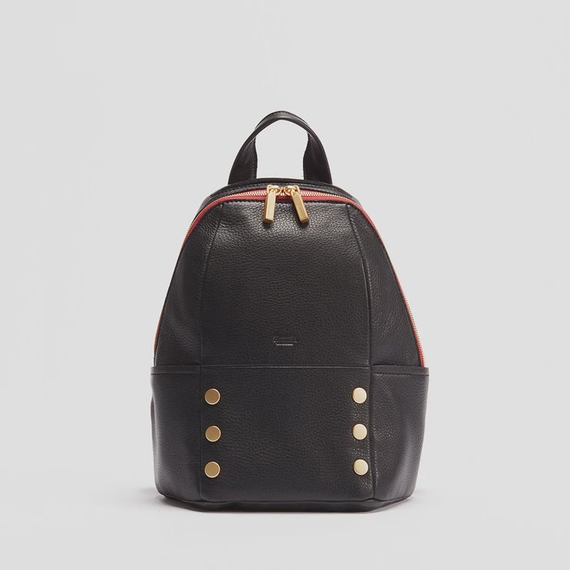 Hunter Backpack Med - Black/Brushed Gold Red Zip